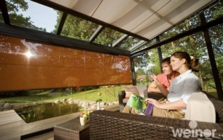 window vertical awnings dining